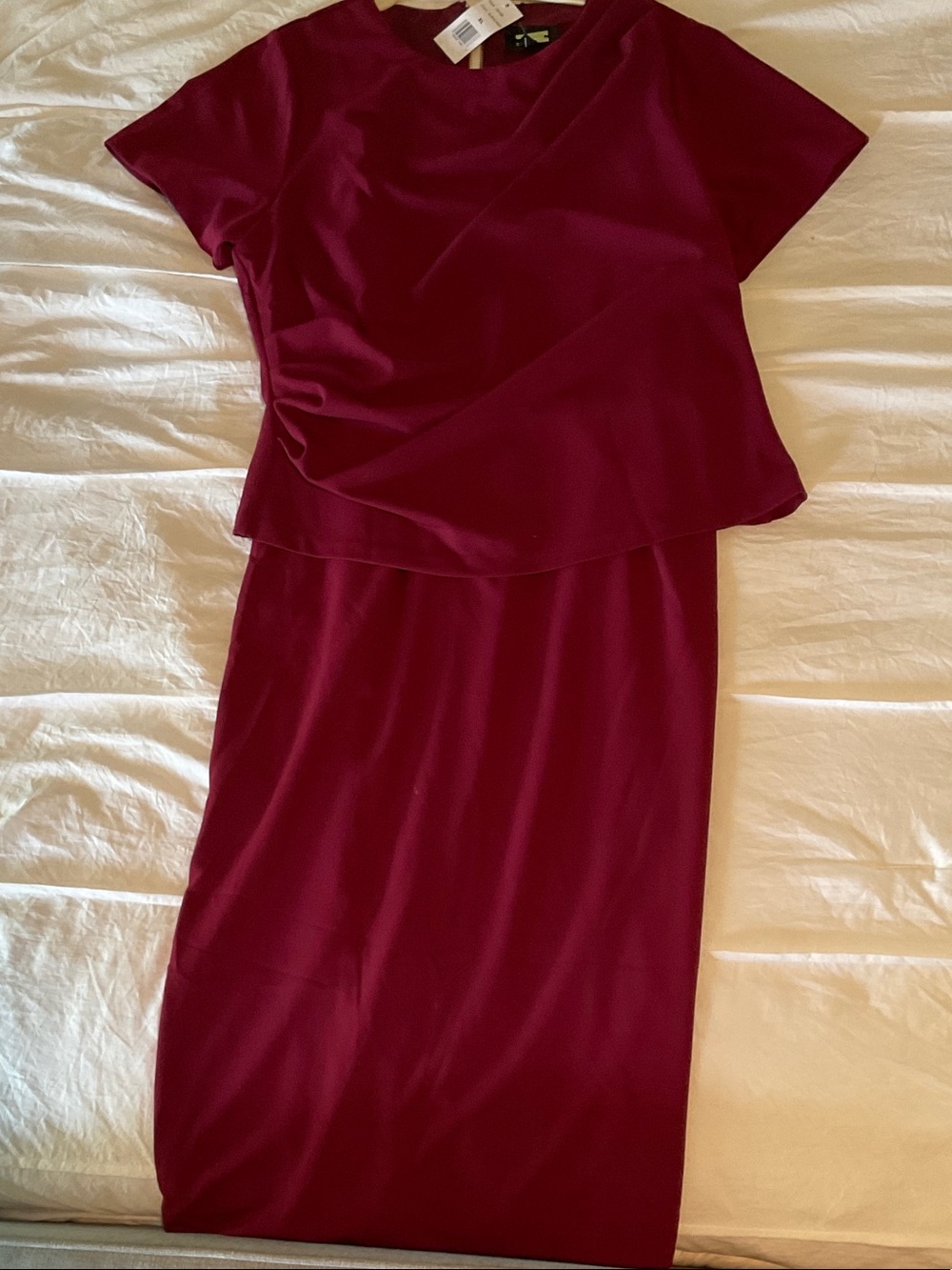 Alexia Admor Wine Midi Layered Sheath Dress